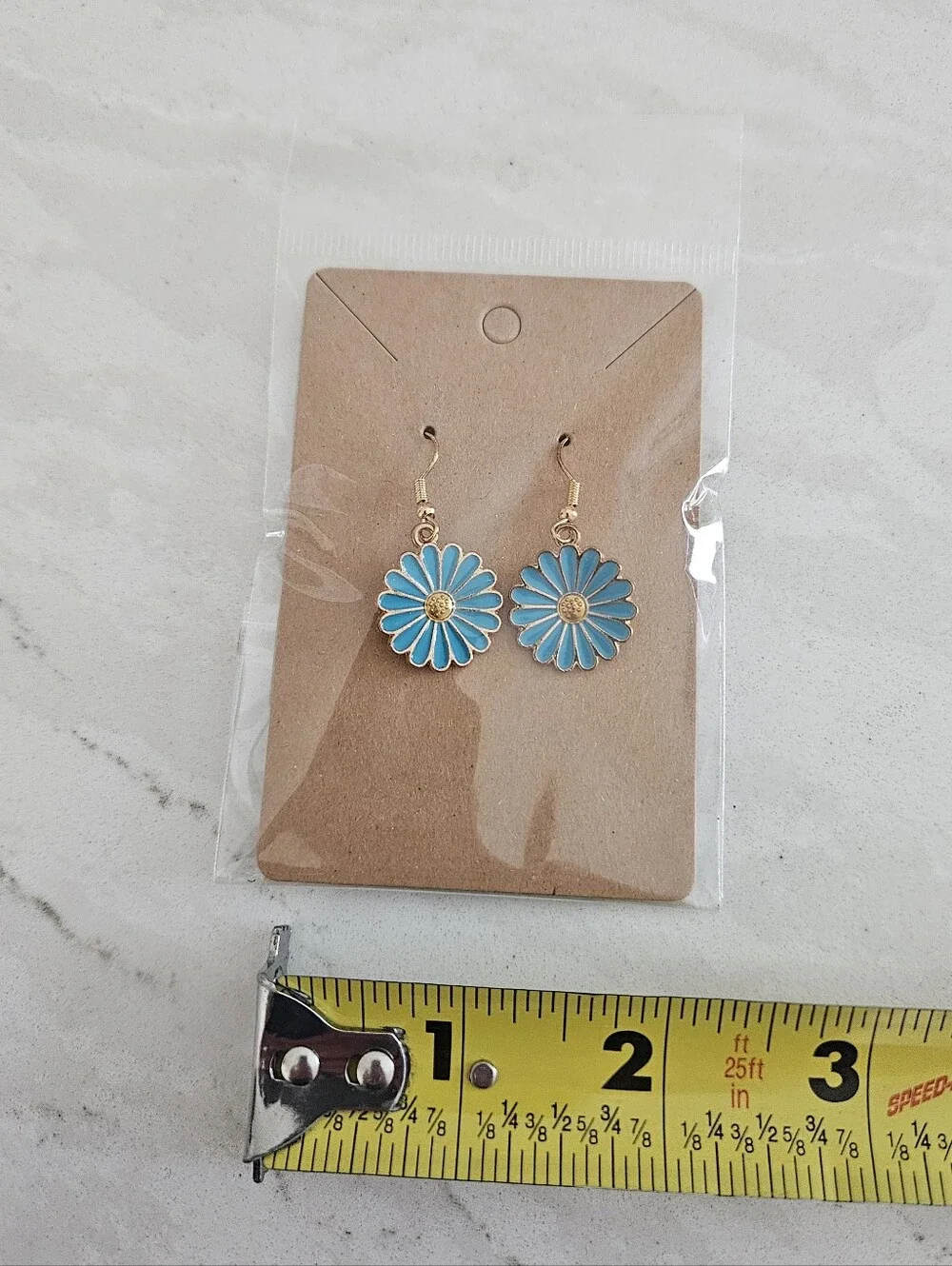 Blue Daisy Dangle Earrings